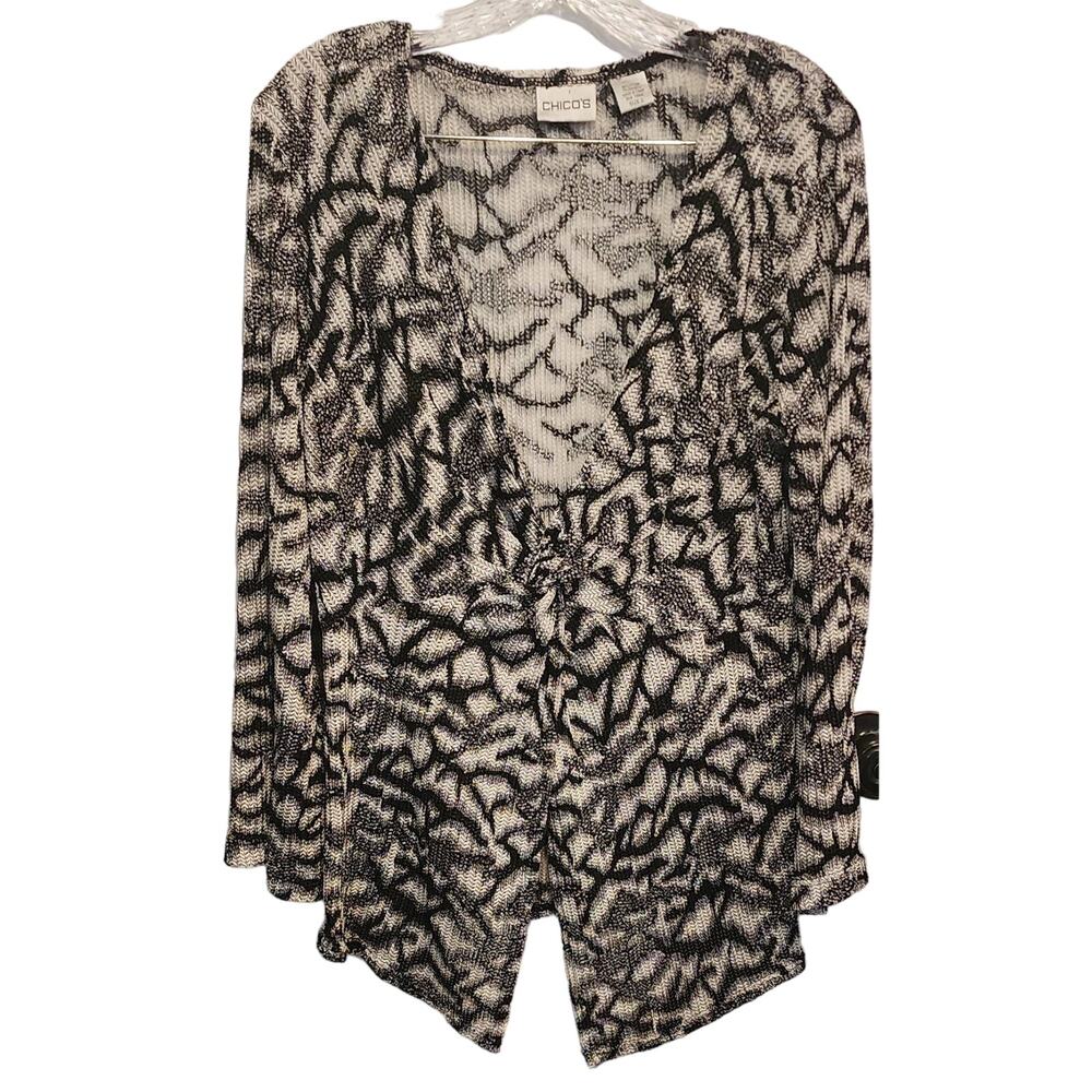 Chico's sweater Twisted Knot Light Weight Long Sleeve Sweater Size 2 12/14